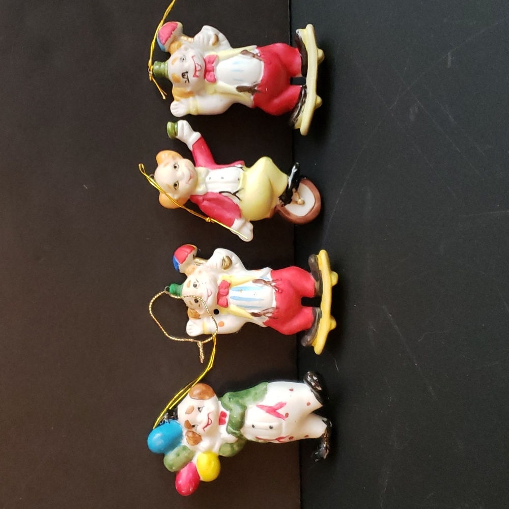 Vintage Christmas Around The World Circus Clown Ornaments